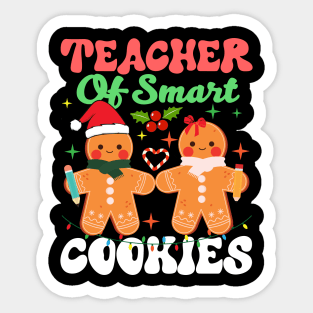 Teacher Of Smart Cookies Christmas Funny Gingerbread Man Sticker